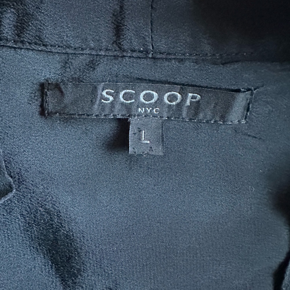 Scoop NYC Silk Large Black neck tie  Dress Top - Picture 5 of 14